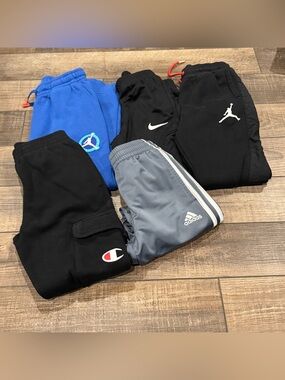 Nike Air Jordan Adidas Champion Boys Small Pants Joggers Bundle Lot Of 5 Pieces